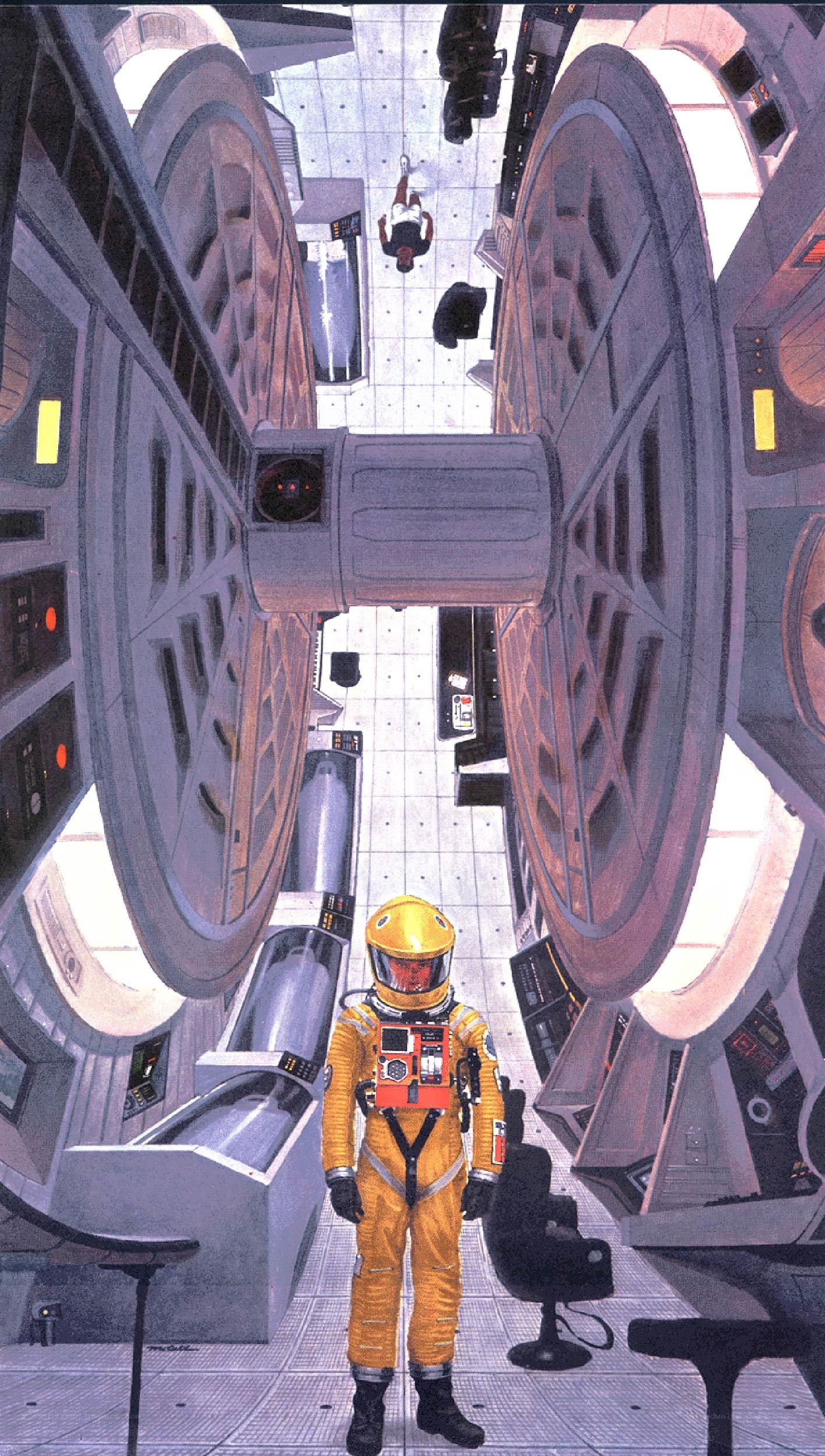 astronaut in spaceship corridor