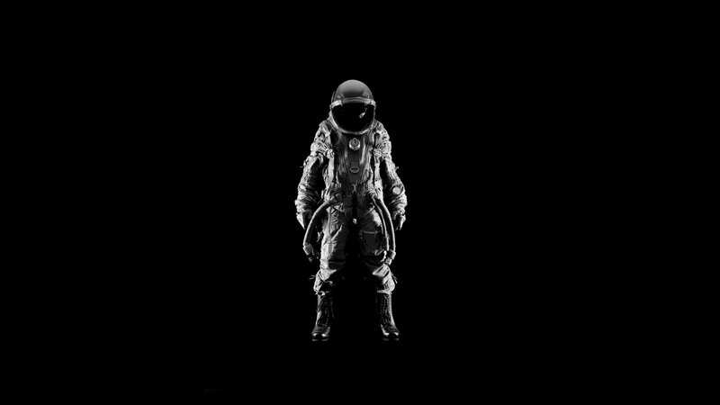 Astronaut in Spacesuit — Black, Dramatic, Photograph, Helmet