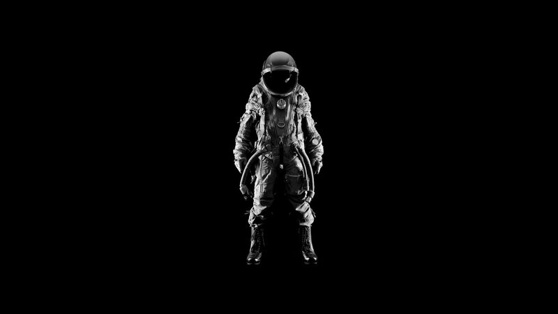 Astronaut in Spacesuit — Black, Dramatic, Photograph