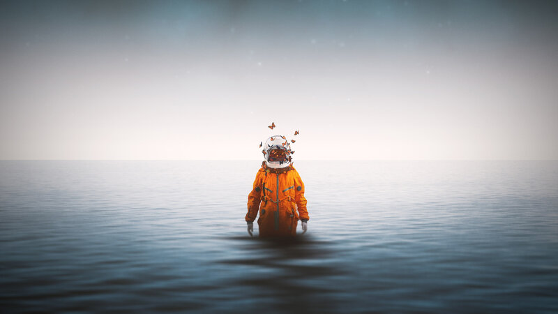 Astronaut in Water — Orange