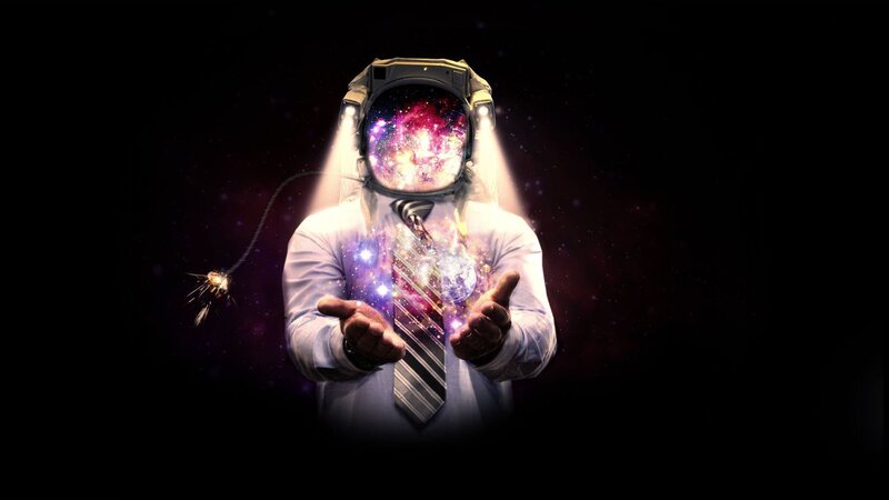 Astronaut in White Suit — Black, Dramatic