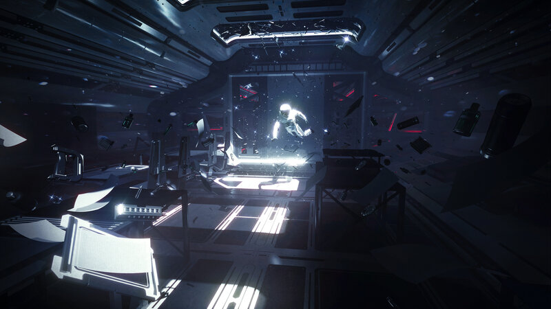 Astronaut in Zero Gravity — Black, Dramatic