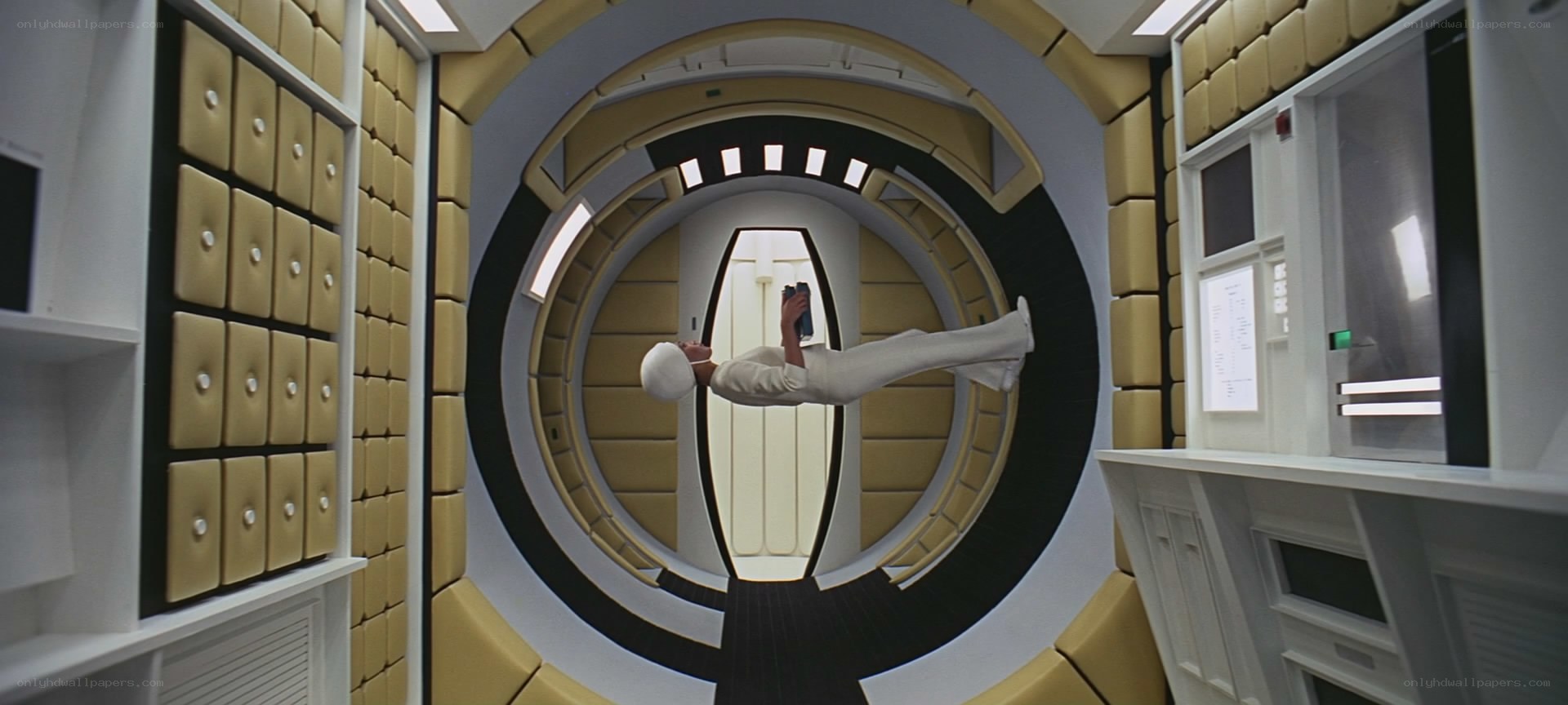 astronaut in zero gravity corridor