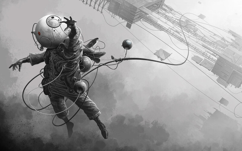 Astronaut in Zero Gravity — Gray
