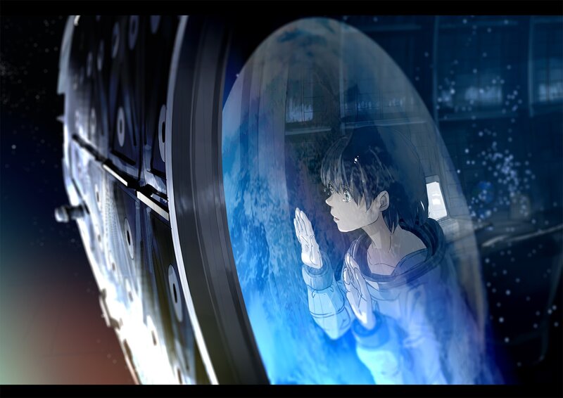Astronaut Looking at Earth — Blue