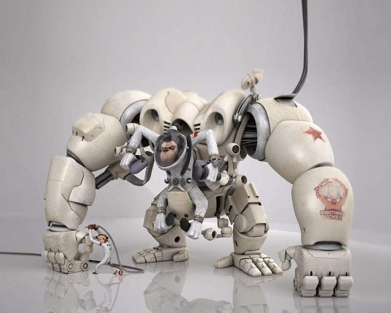 Astronaut Monkey with Robot
