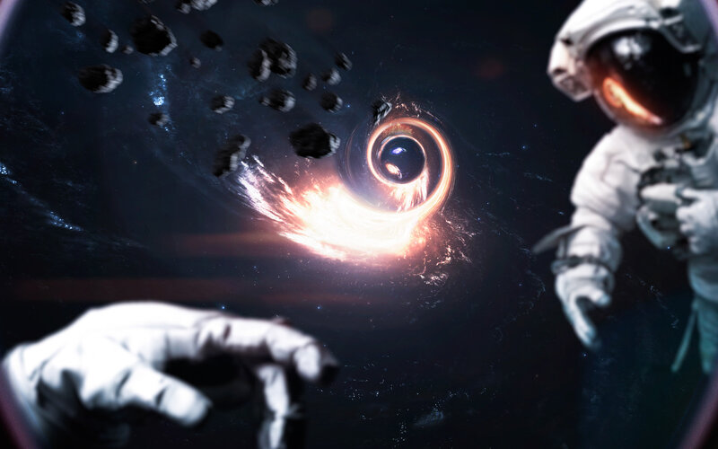 Astronaut Near Black Hole — Dramatic