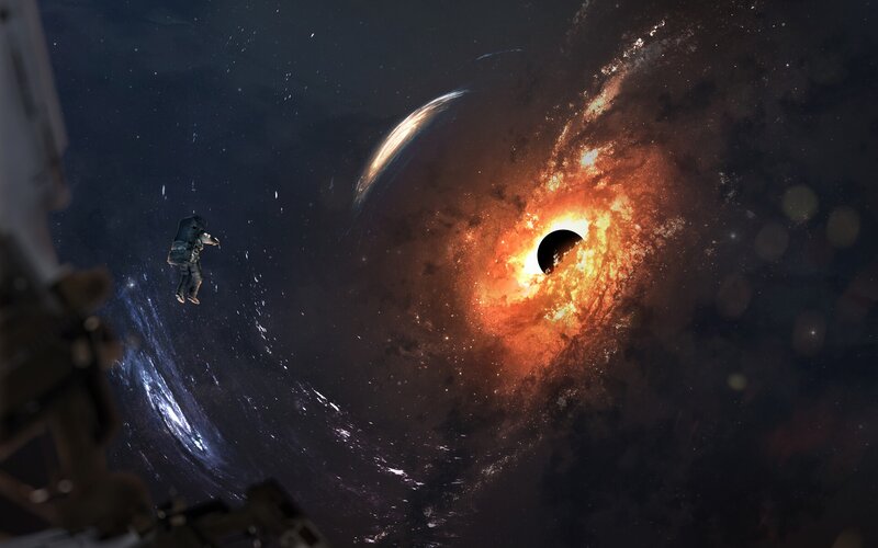 Astronaut Near Black Hole — Orange