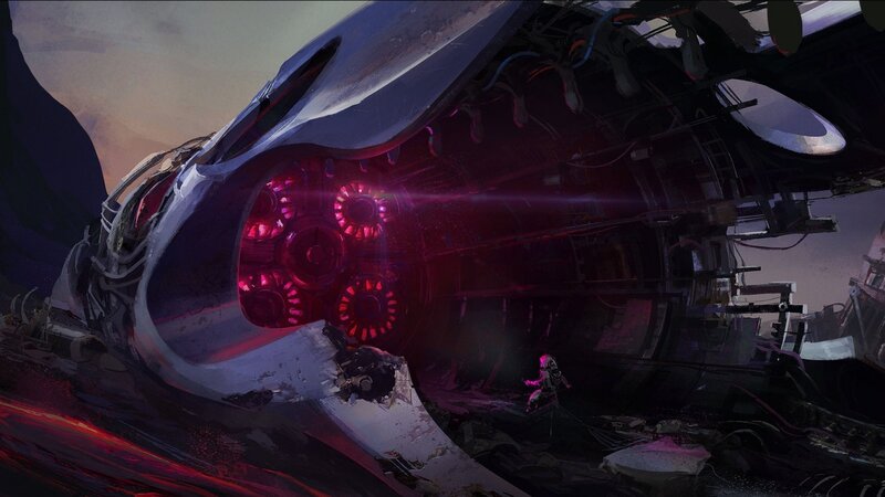Astronaut Near Crashed Ship