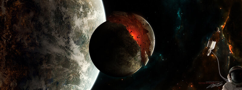 Astronaut Near Planet — Black