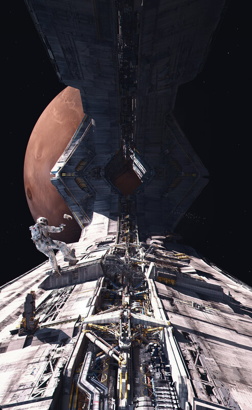 Astronaut Near Space Station — Gray