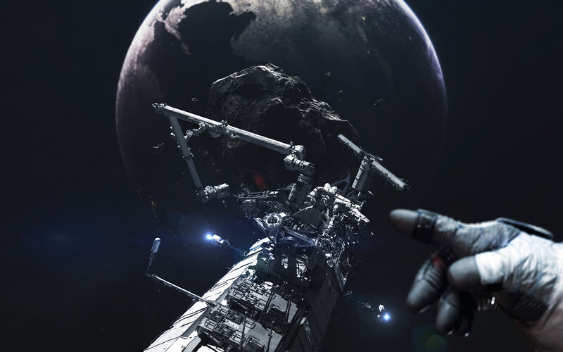 Astronaut Near Space Station