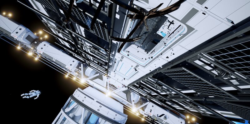 Astronaut Near Space Station — White