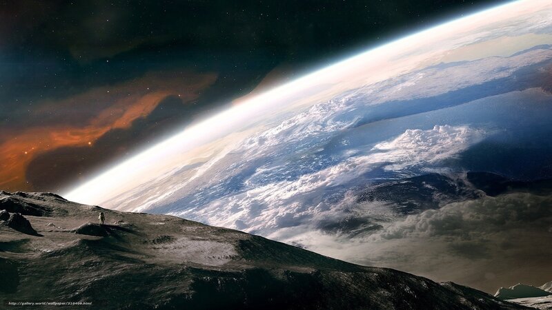 Astronaut on a distant moon