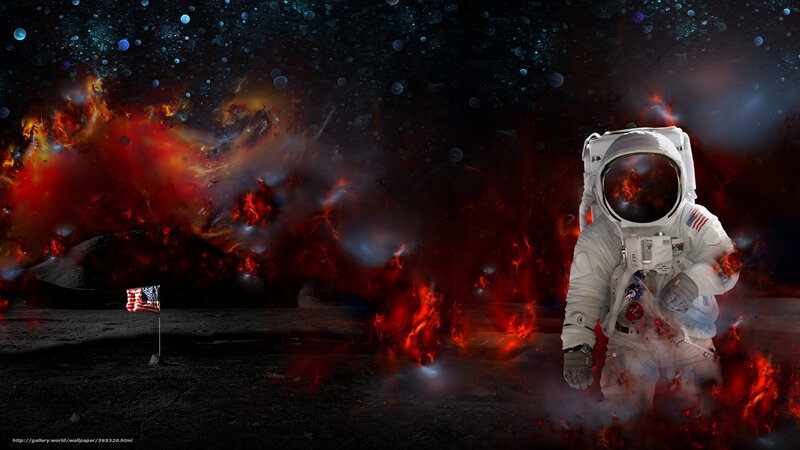 Astronaut on a fiery moon