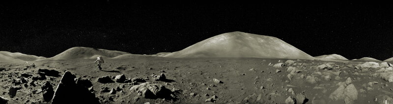 Astronaut on a rocky planet