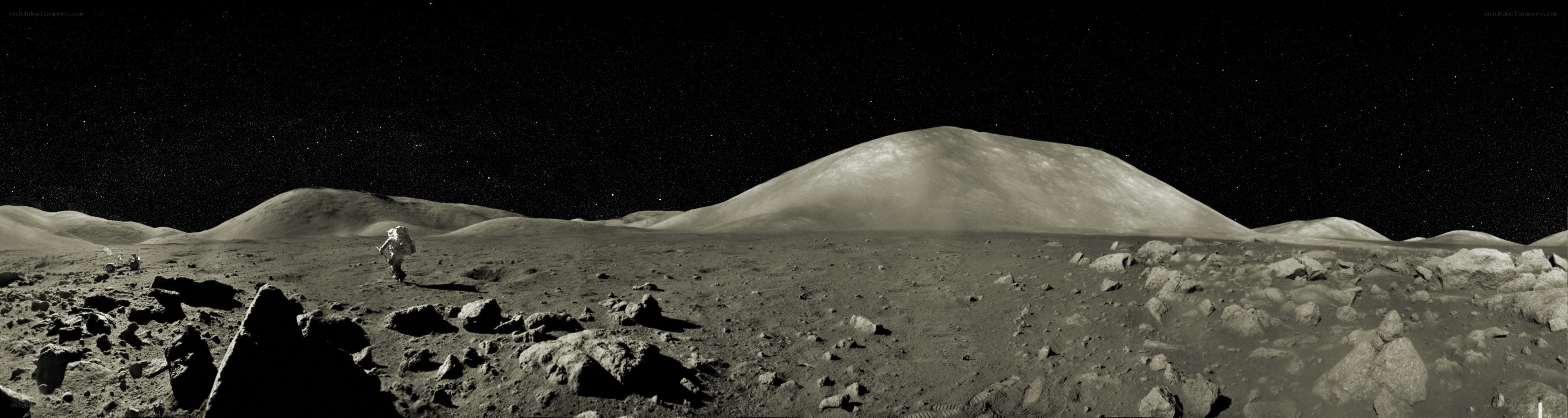 Astronaut on a rocky planet