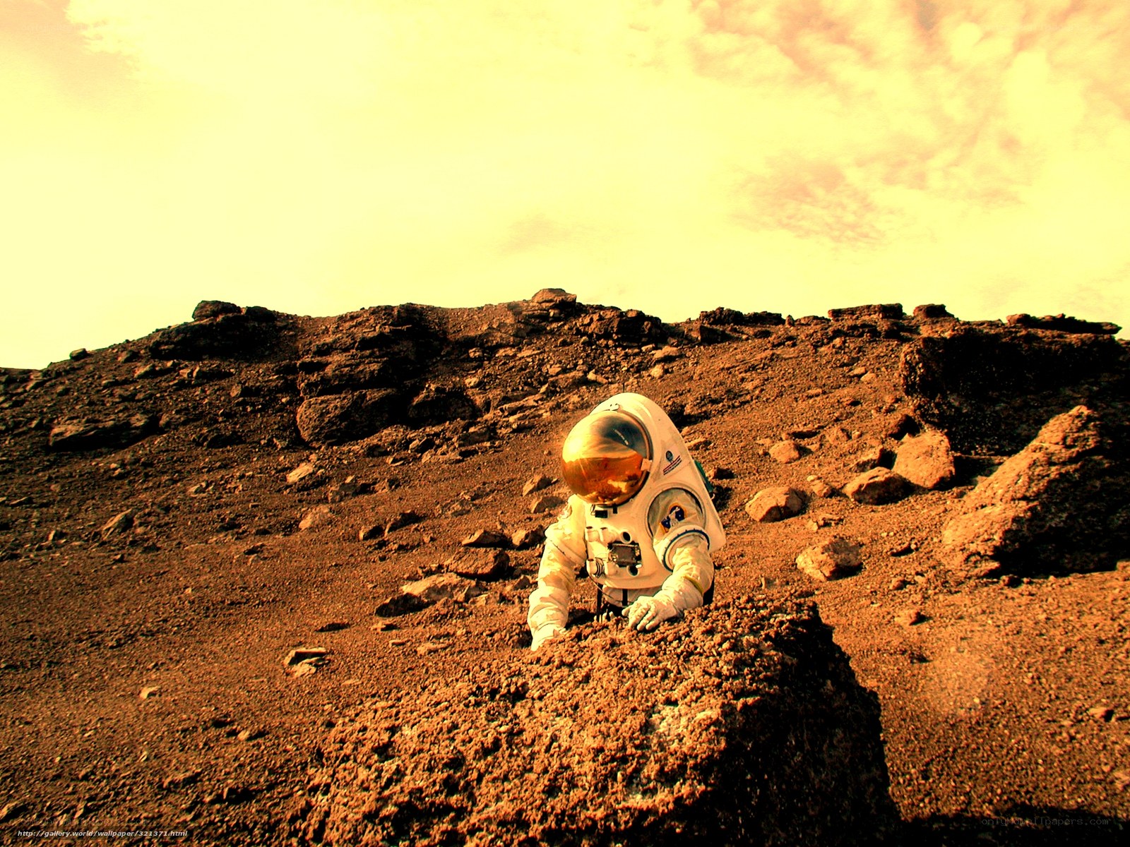 Astronaut on a rocky planet