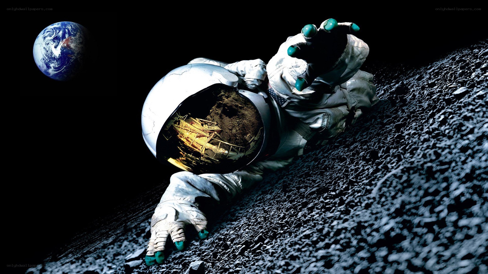 Astronaut on a rocky surface