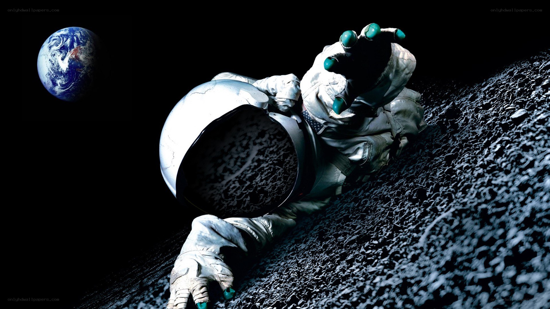 Astronaut on a rocky surface