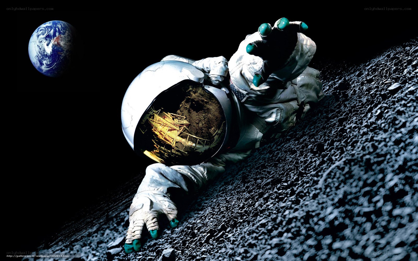 Astronaut on a rocky surface