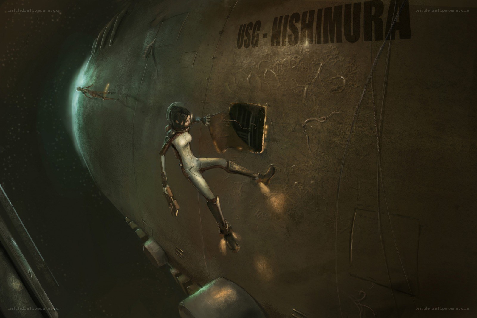 Astronaut on a spaceship
