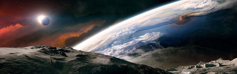 Astronaut on alien moon