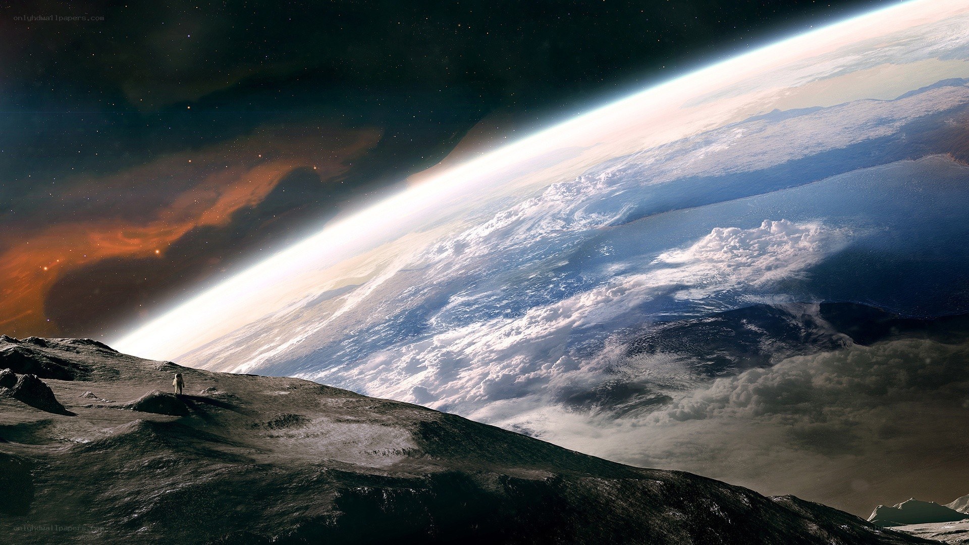Astronaut on alien moon