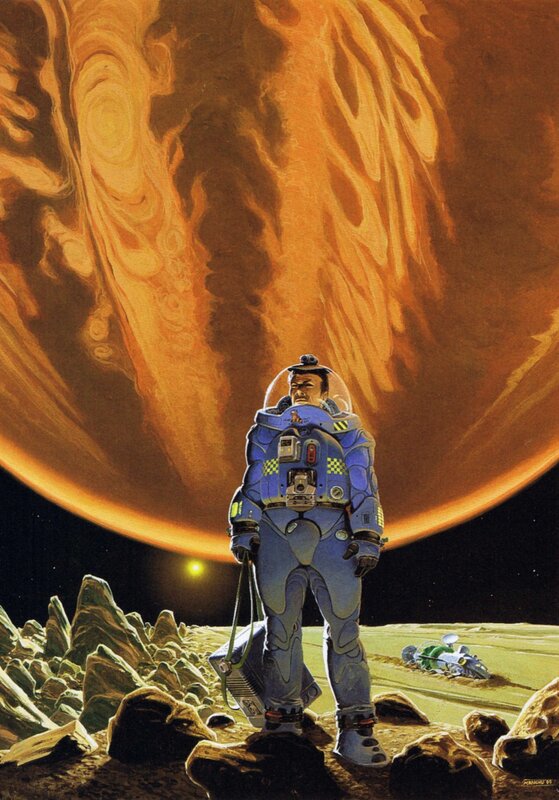 Astronaut on alien moon