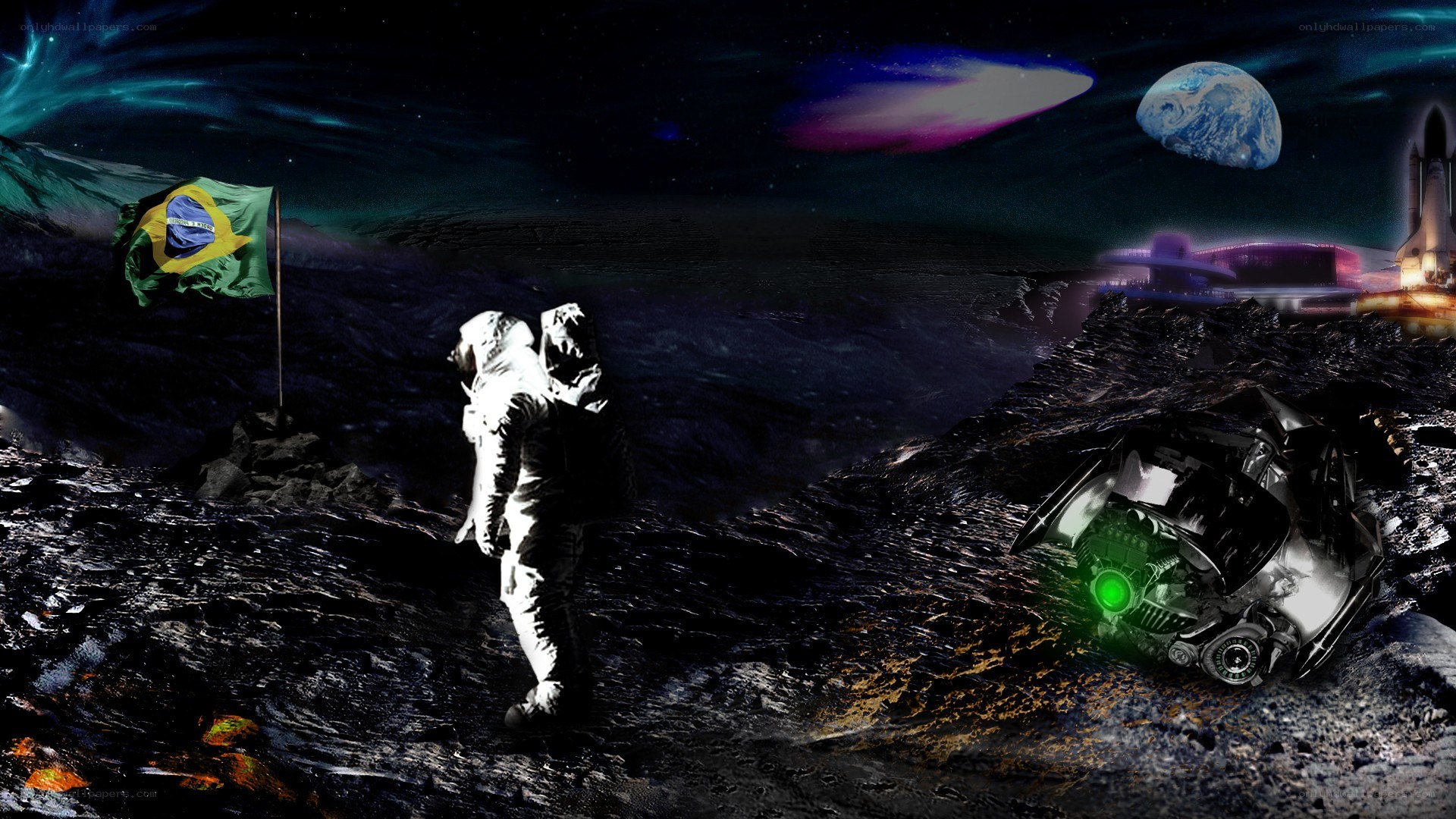 Astronaut on alien moon