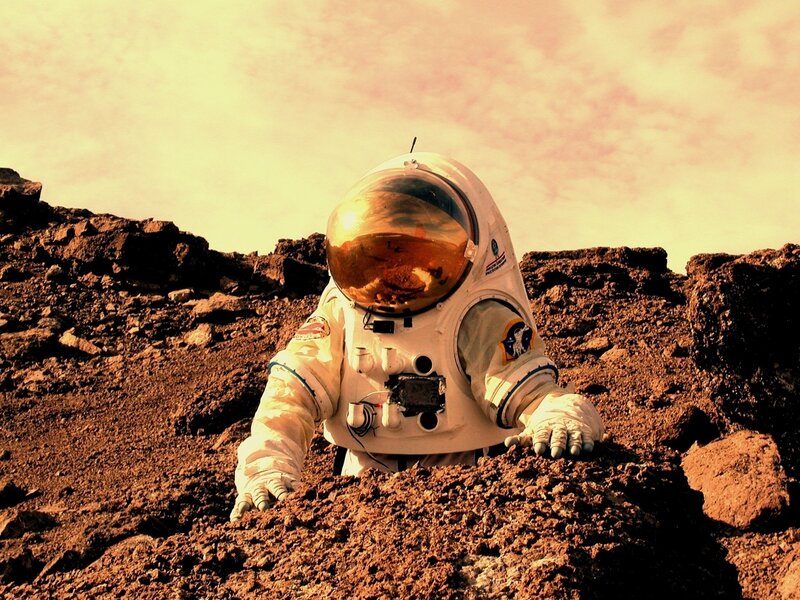 Astronaut on alien planet