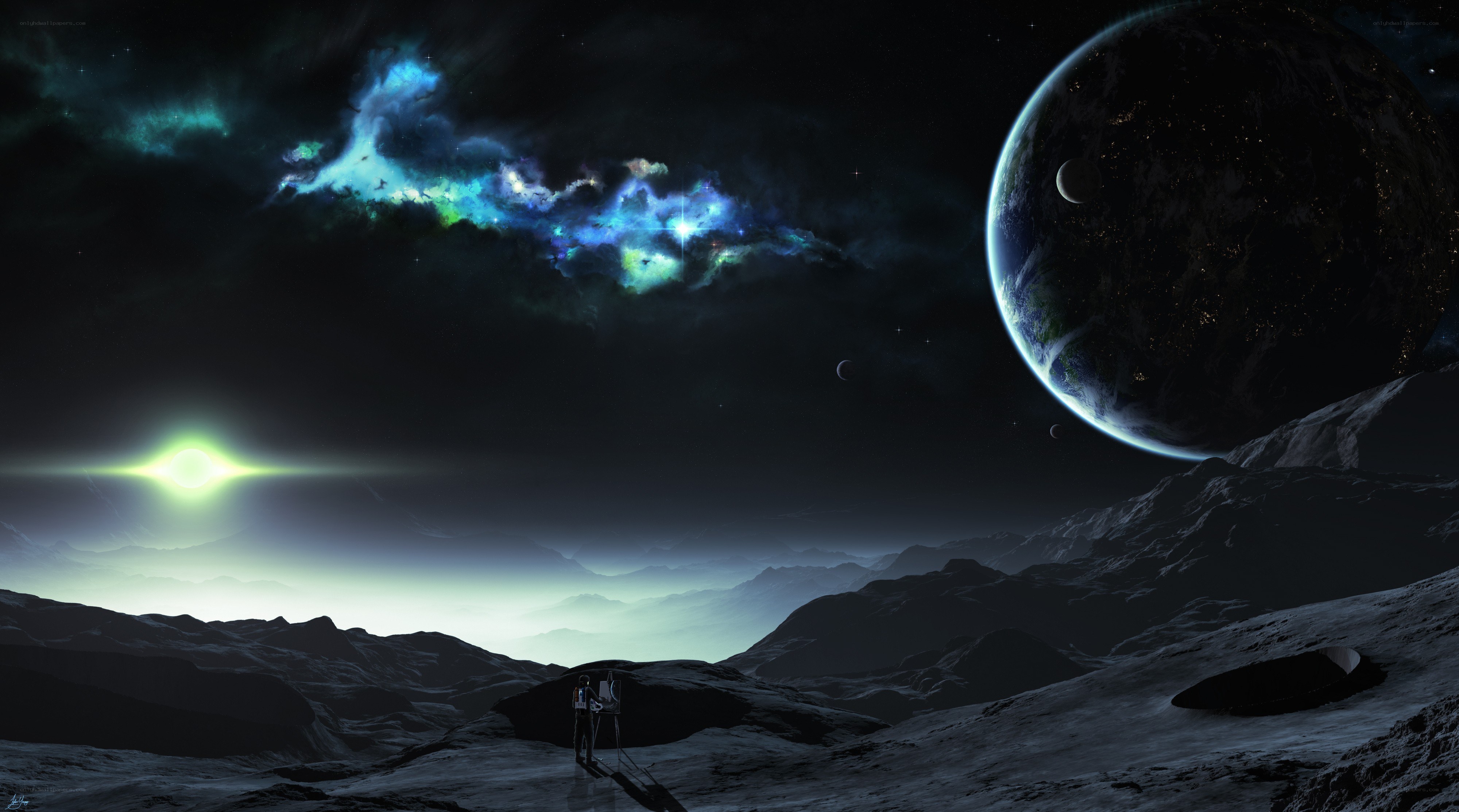 Astronaut on alien planet