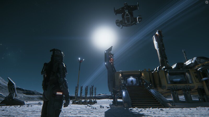 Astronaut on Alien Planet — Black, Dramatic, Night, 3d Render, Spaceship