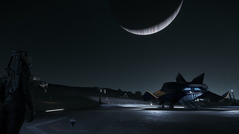 Astronaut on Alien Planet — Black, Dramatic, Night, 3d Render