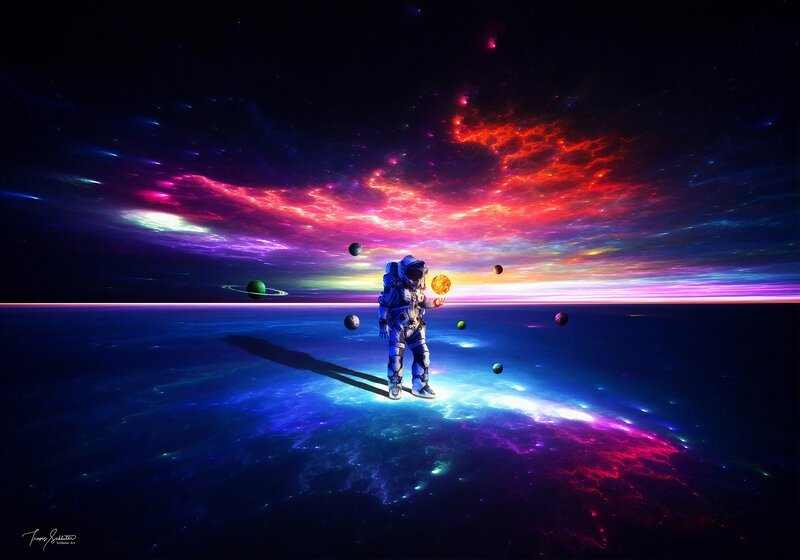 Astronaut on Alien Planet — Blue, Dramatic, Digital Art, Space Suit