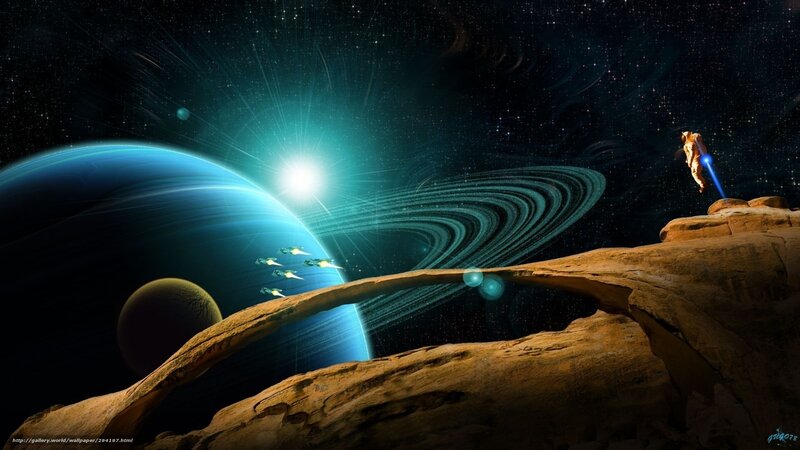 Astronaut on Alien Planet — Blue, Dramatic, Night, Digital Art, Spaceship
