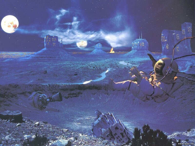 Astronaut on Alien Planet — Blue, Dramatic, Night