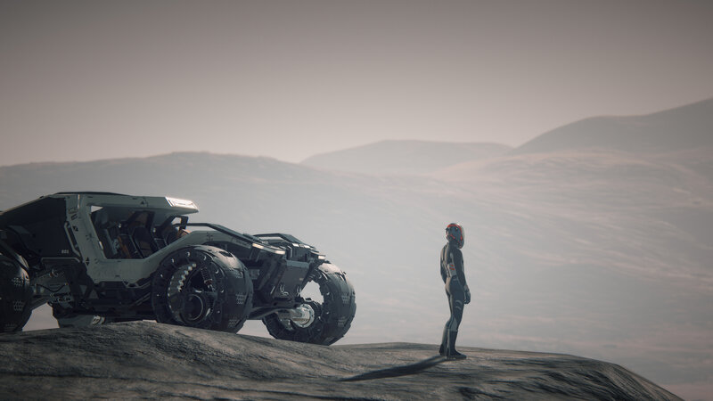 Astronaut on Alien Planet — Gray, Desolate