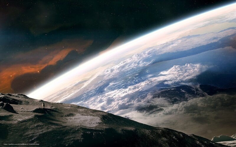 Astronaut on Alien Planet — Gray, Dramatic, Digital Art