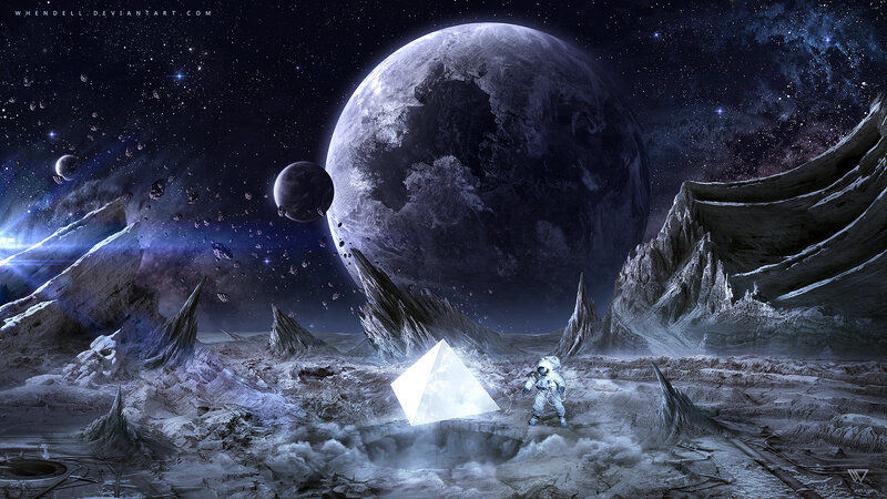 Astronaut on Alien Planet — Gray