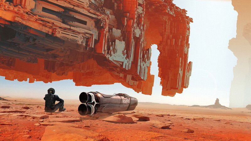 Astronaut on Alien Planet — Orange, Desolate