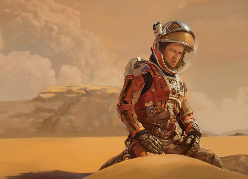 Astronaut on Alien Planet — Orange, Dramatic, Sunset, Digital Art, Sand Dunes