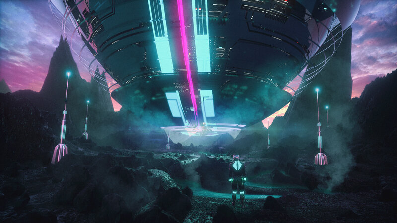 Astronaut on Alien Planet — Purple, Dramatic