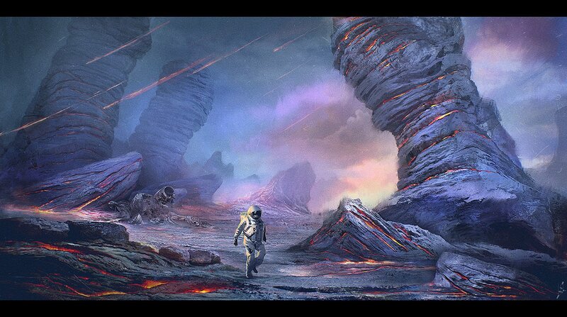 Astronaut on Alien Planet — Purple