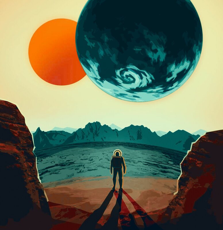 Astronaut on Alien Planet — Teal