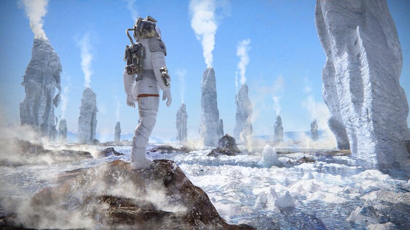 Astronaut on Alien Planet — White, Desolate