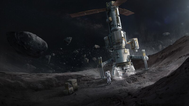 Astronaut on Asteroid — Gray