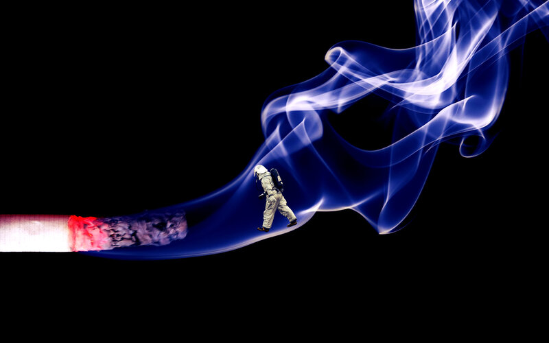 Astronaut on Cigarette Smoke