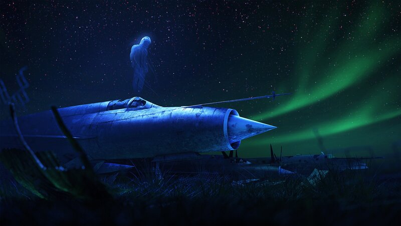 Astronaut on Crashed Jet