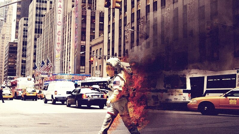 Astronaut on Fire — Gray, Dramatic, Afternoon, Photograph